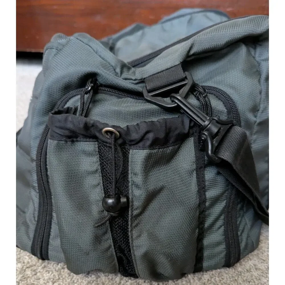 Vtg 90s Eddie Bauer Outdoor Outfitter Duffle Bag Travel Gym Shoulder Gray Black